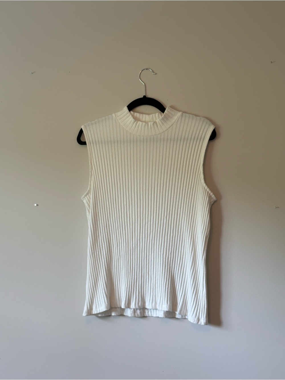 Liverpool Ribbed Mock Neck Tank - White